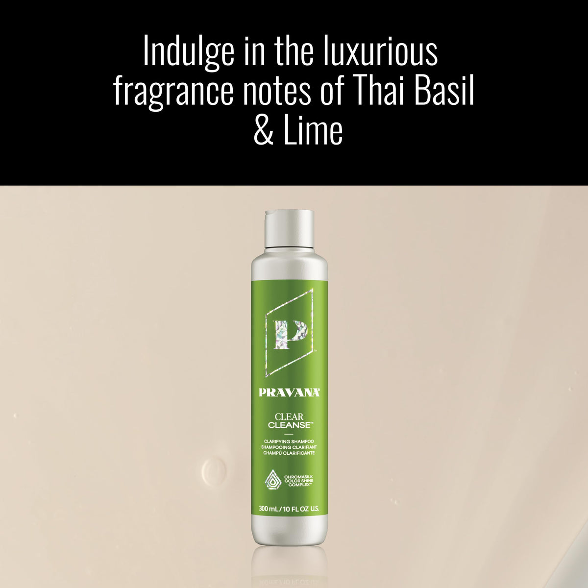 Pravana recycled-plastic bottle mark detail showing eco-friendly benefit