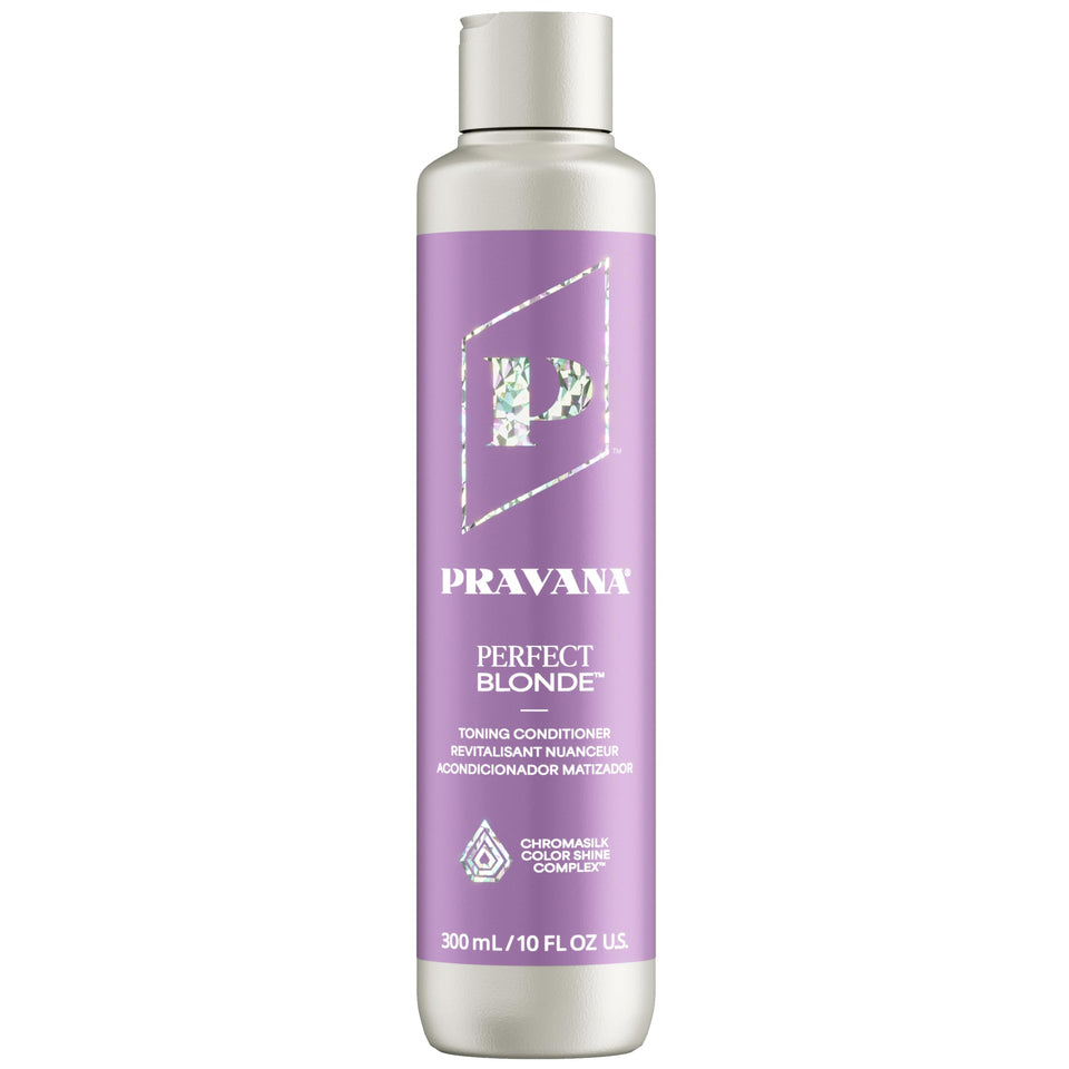 Pravana bottle front label showing product name and benefits for shiny hair