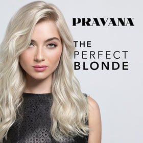 PRAVANA lifestyle shot of a blonde woman using product for shine