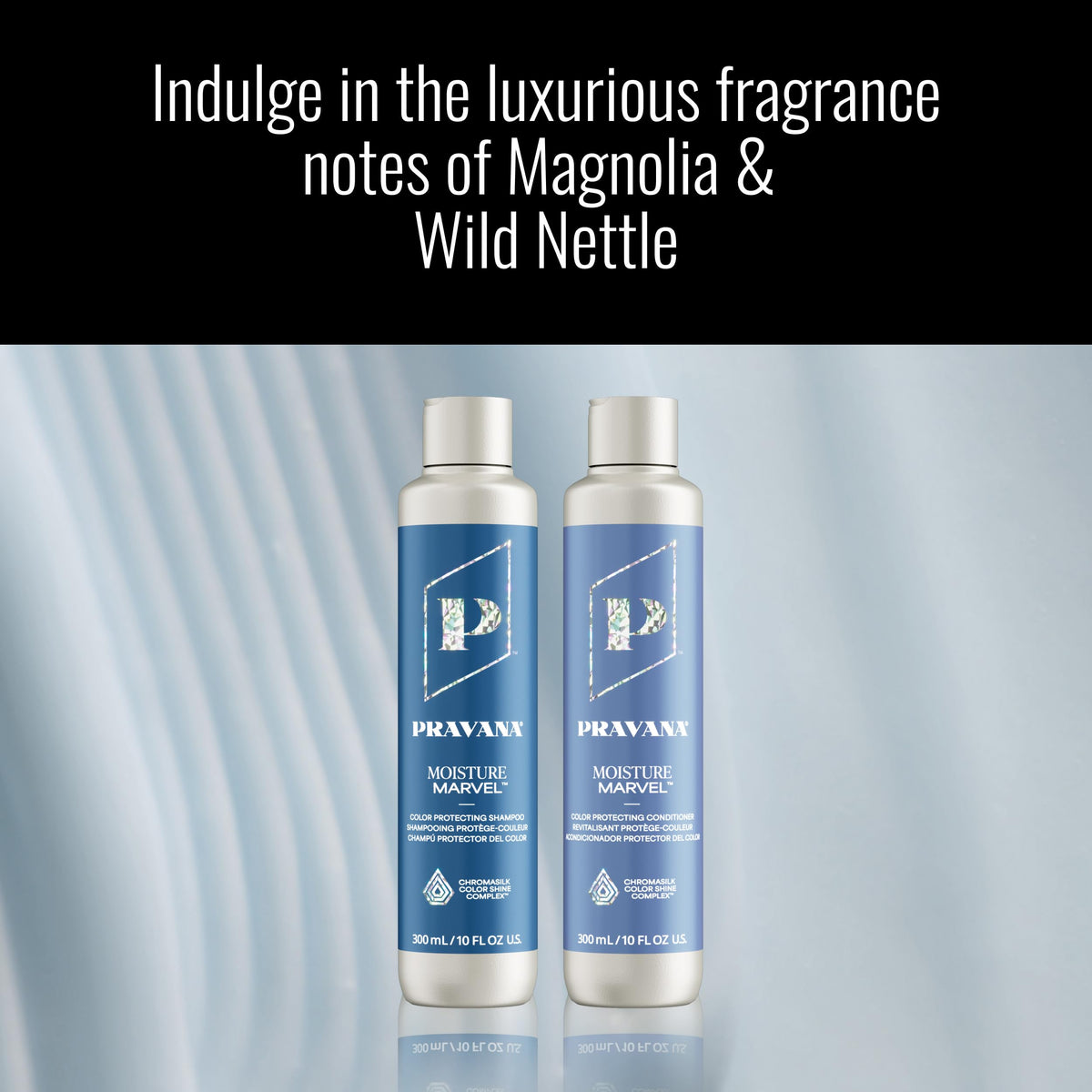 Pravana bottle recycled-plastic mark emphasizing eco-conscious packaging benefit