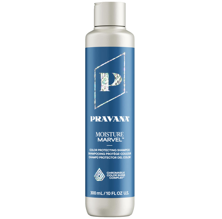 Pravana Moisture Marvel front bottle showing label and size, highlights hydrating benefits