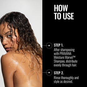Pravana bottle in hand showing 10 fl oz scale and travel-friendly benefit