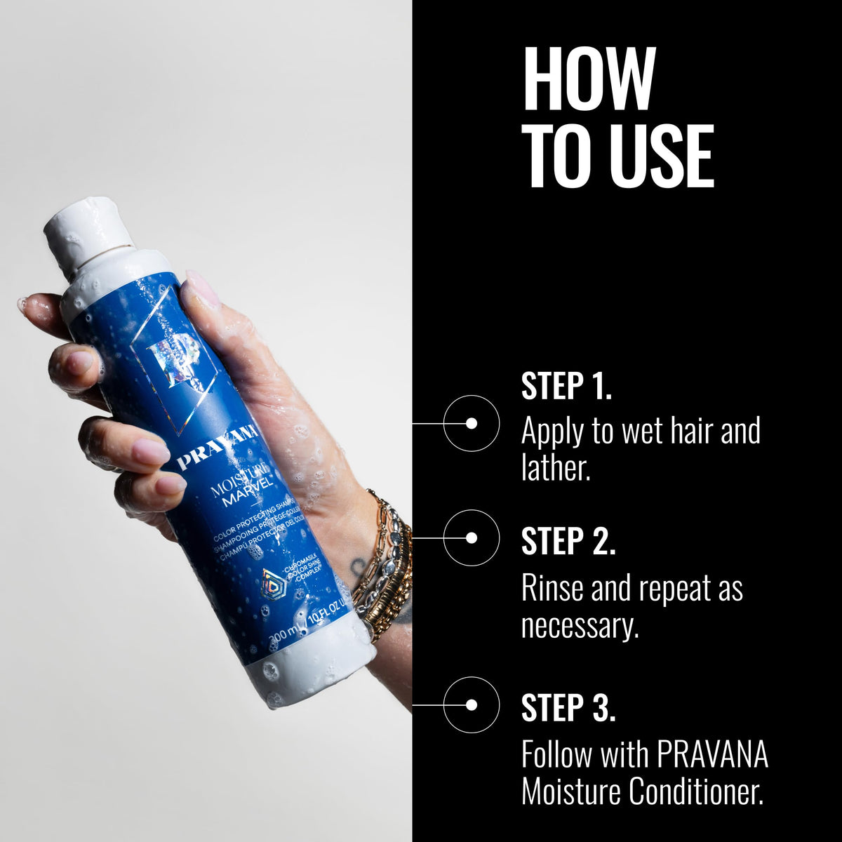 Visual of hyaluronic acid concept with Pravana, emphasizing moisture retention benefits