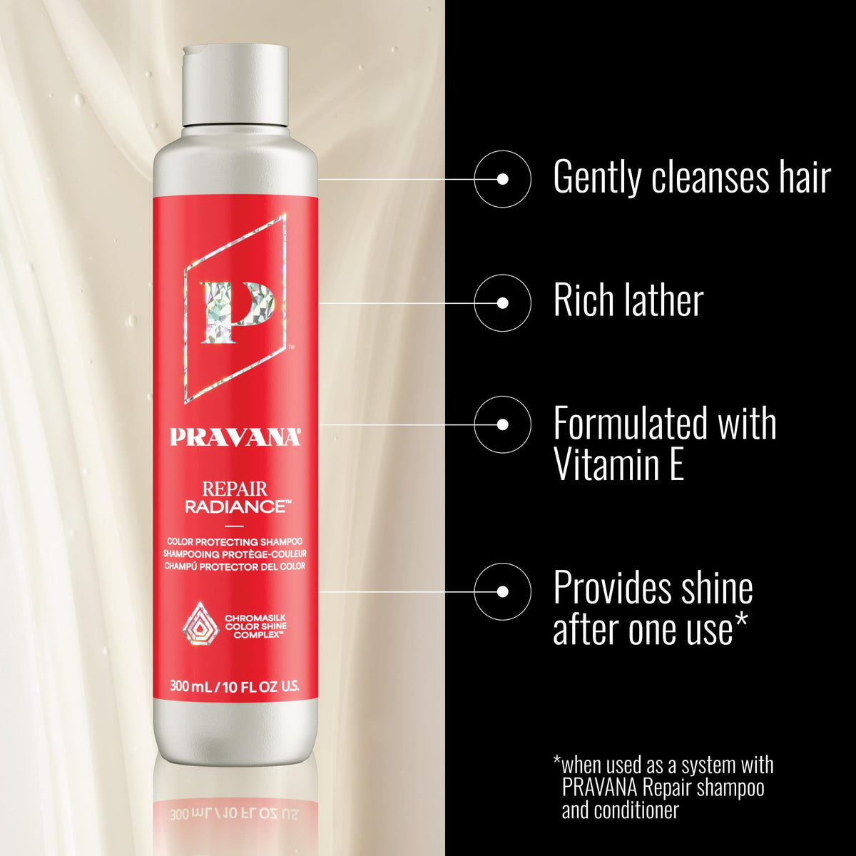 Pravana back label close-up listing ingredients and claims