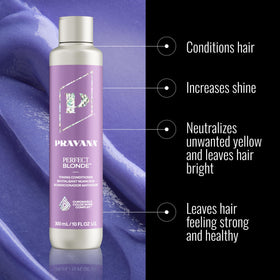 Purple conditioner texture pouring from bottle demonstrating toning pigment