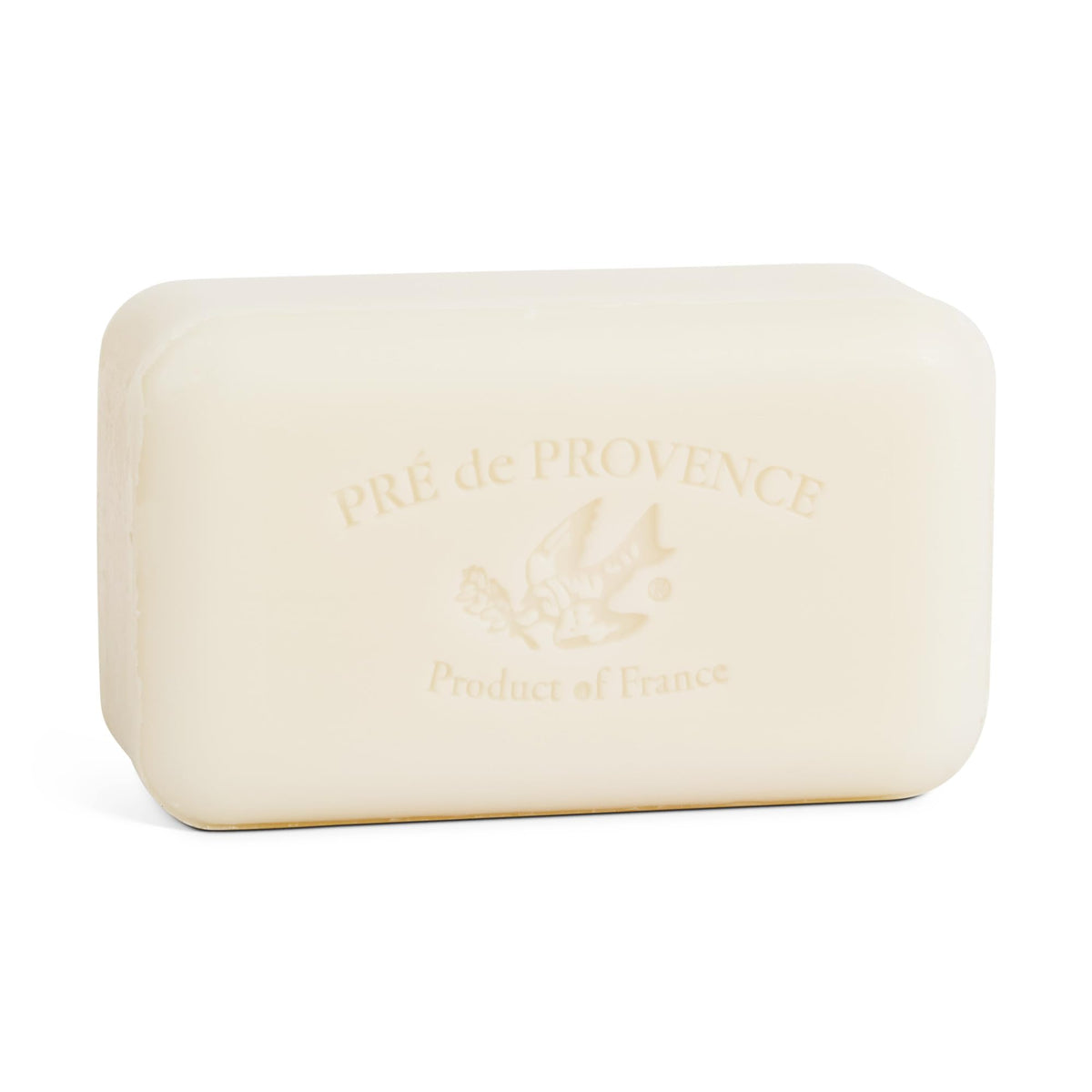 Pré de Provence front packaging showing elegant 150g bar and scent name, appealing presentation