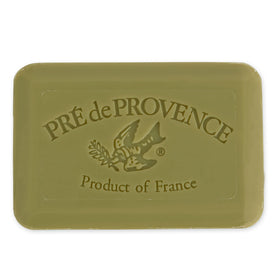 Pre de Provence close-up of soap texture highlighting smooth quad-milled surface and richer lather