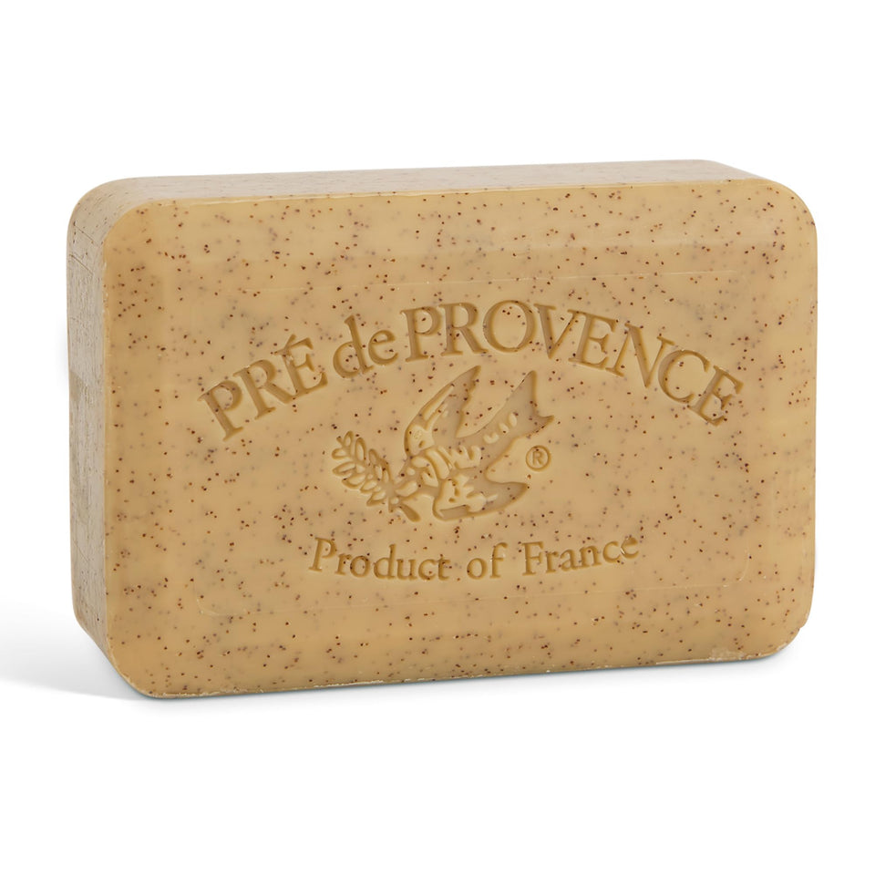 Pré de Provence front packaging showing honey almond soap for elegant bathroom display