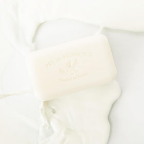 Pré de Provence label closeup listing natural ingredients and transparency benefit