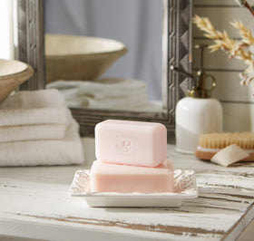 Pre de Provence lather in hand demonstrating rich foam and gentle cleansing