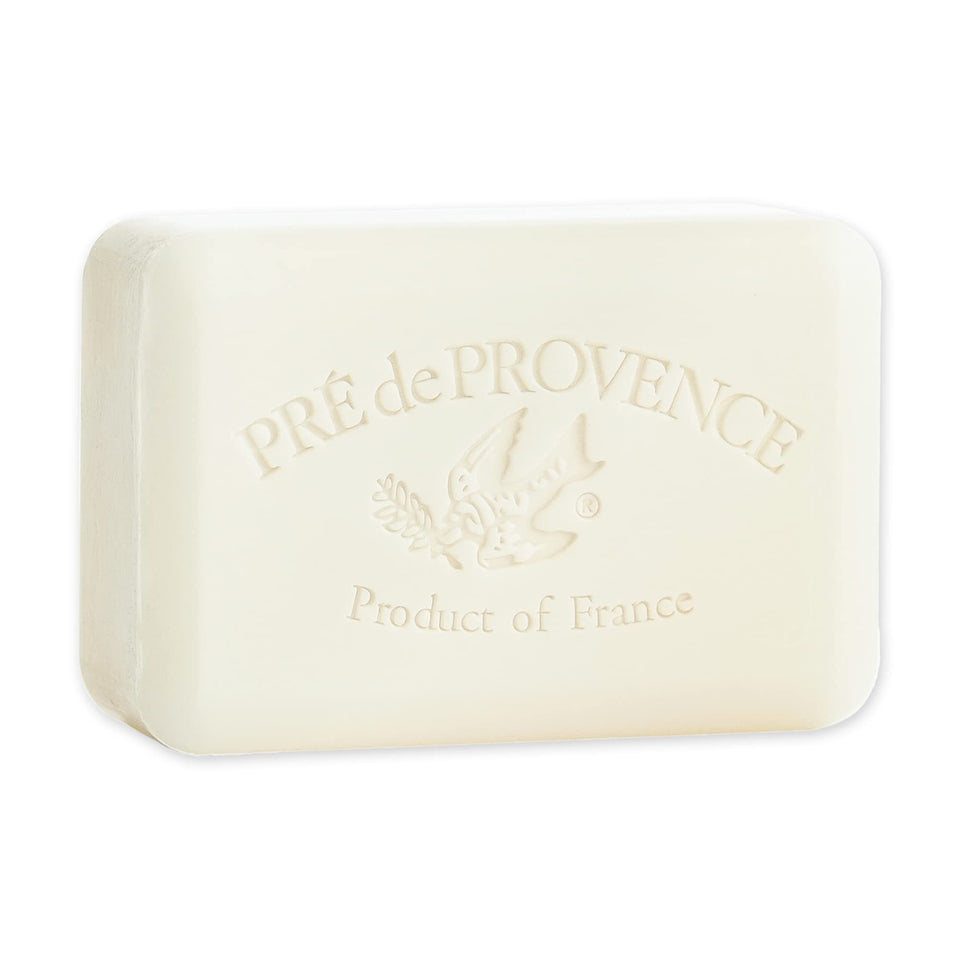 Pre de Provence front packaging showing milk-scented soap and benefit of luxury presentation