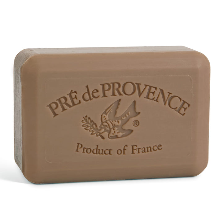 Pré de Provence patchouli bar front packaging showing elegant label and scent