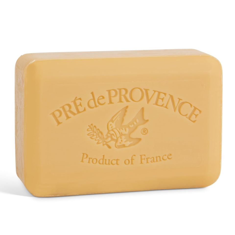 Pre de Provence front packaging showing sandalwood scent and luxury appeal