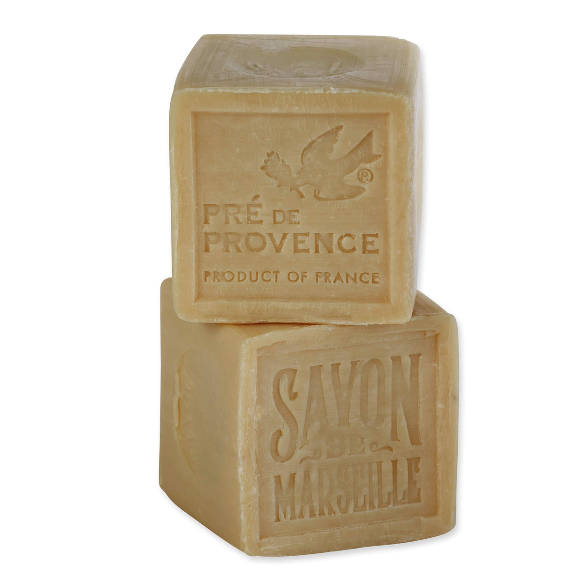 Pre de Provence soap cube applied to fabric as laundry pre-treatment for stain removal benefit