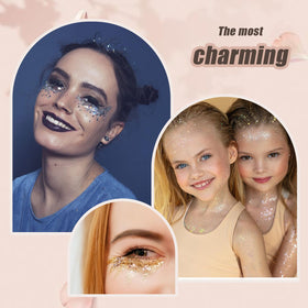 Prehot hair detail with glitter accents showing long-lasting sparkle and eye-catching effect