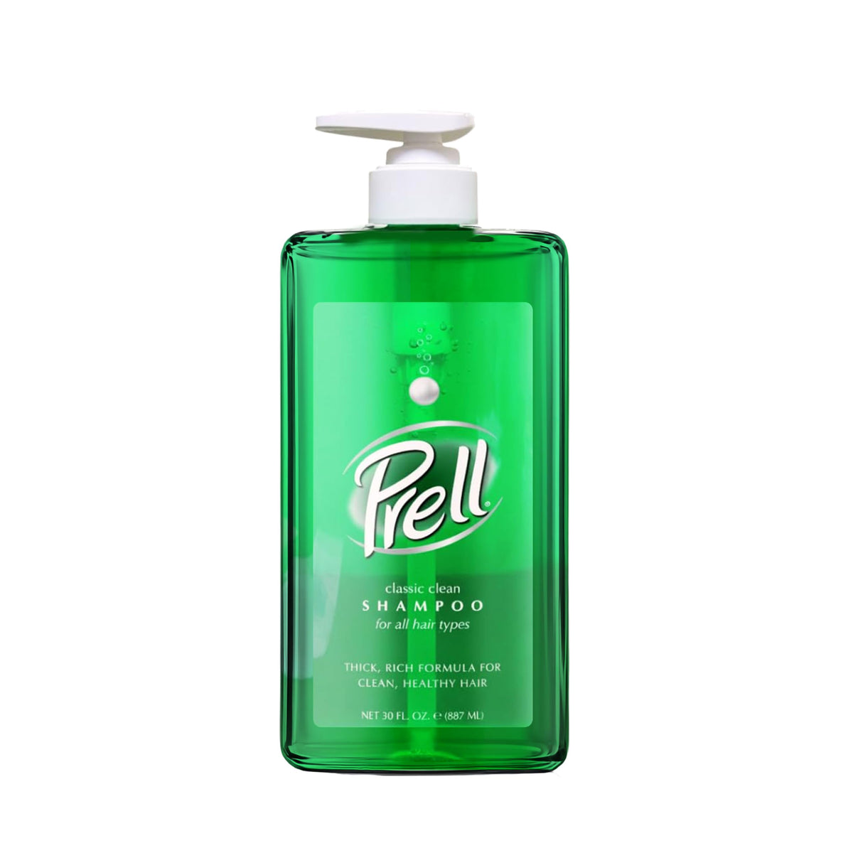 Prell front bottle showing 30 oz size and recognizable green branding for value