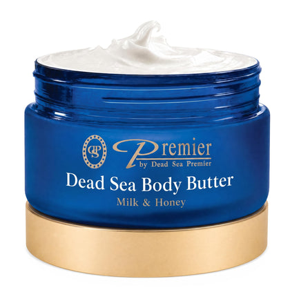 Premier jar front view showing packaging and milk and honey scent benefit