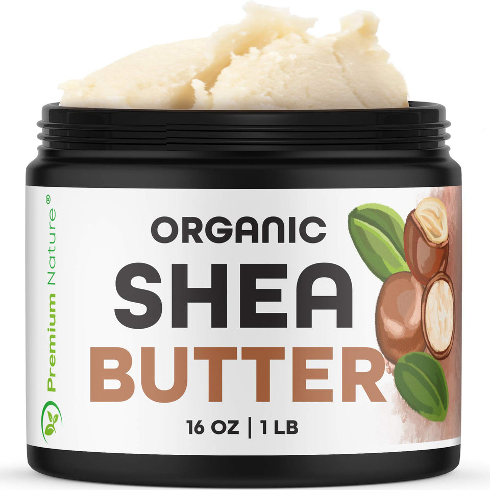 Premium Nature jar front view showing clean label and pure shea butter benefit