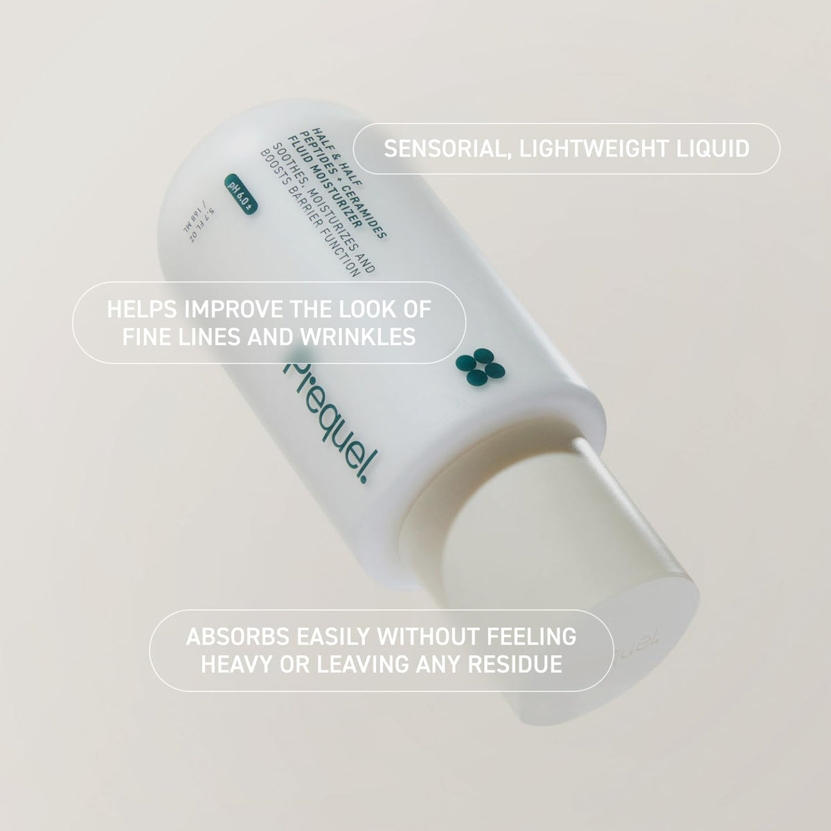 Prequel bottle next to other skincare showing compatibility in multi-step routines