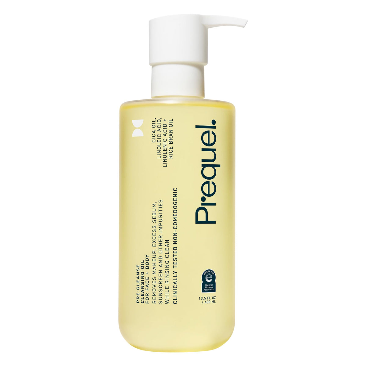 Prequel front pump bottle showing label and easy dispensing benefit