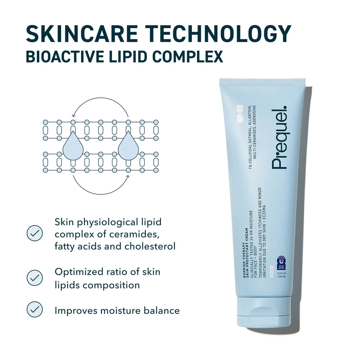 Prequel product label detail displaying key ingredients and claims