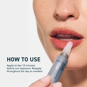 Prequel lip visor ingredient label closeup showing Physalis extract and SPF details