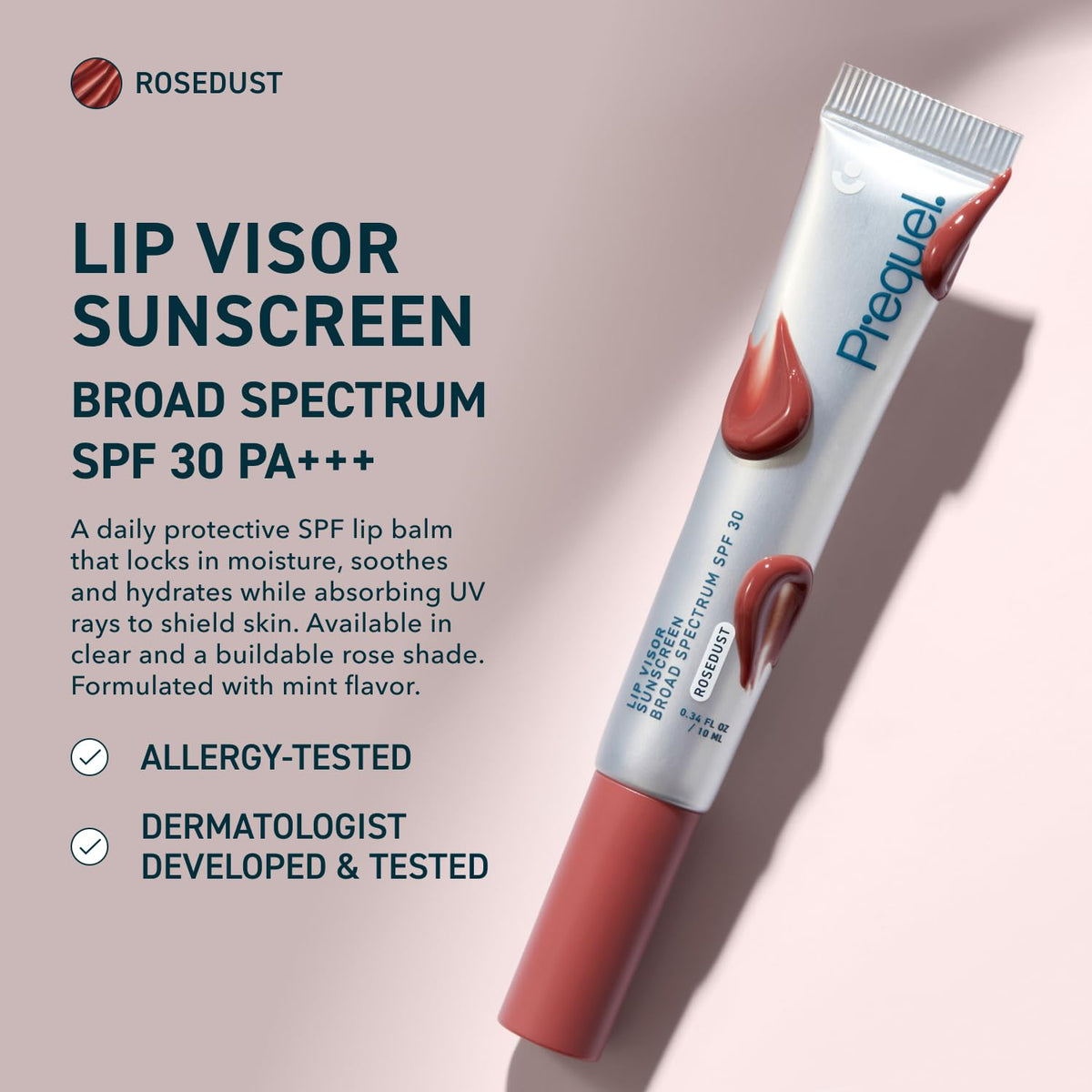Prequel lip visor open tube texture highlighting smooth non-sticky balm feel