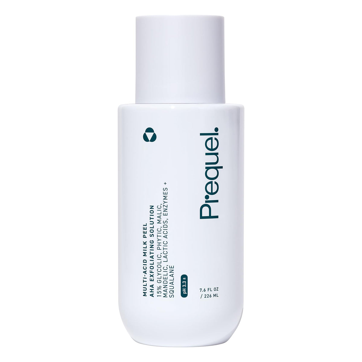 Prequel bottle front packaging showing clinical-strength exfoliant benefits