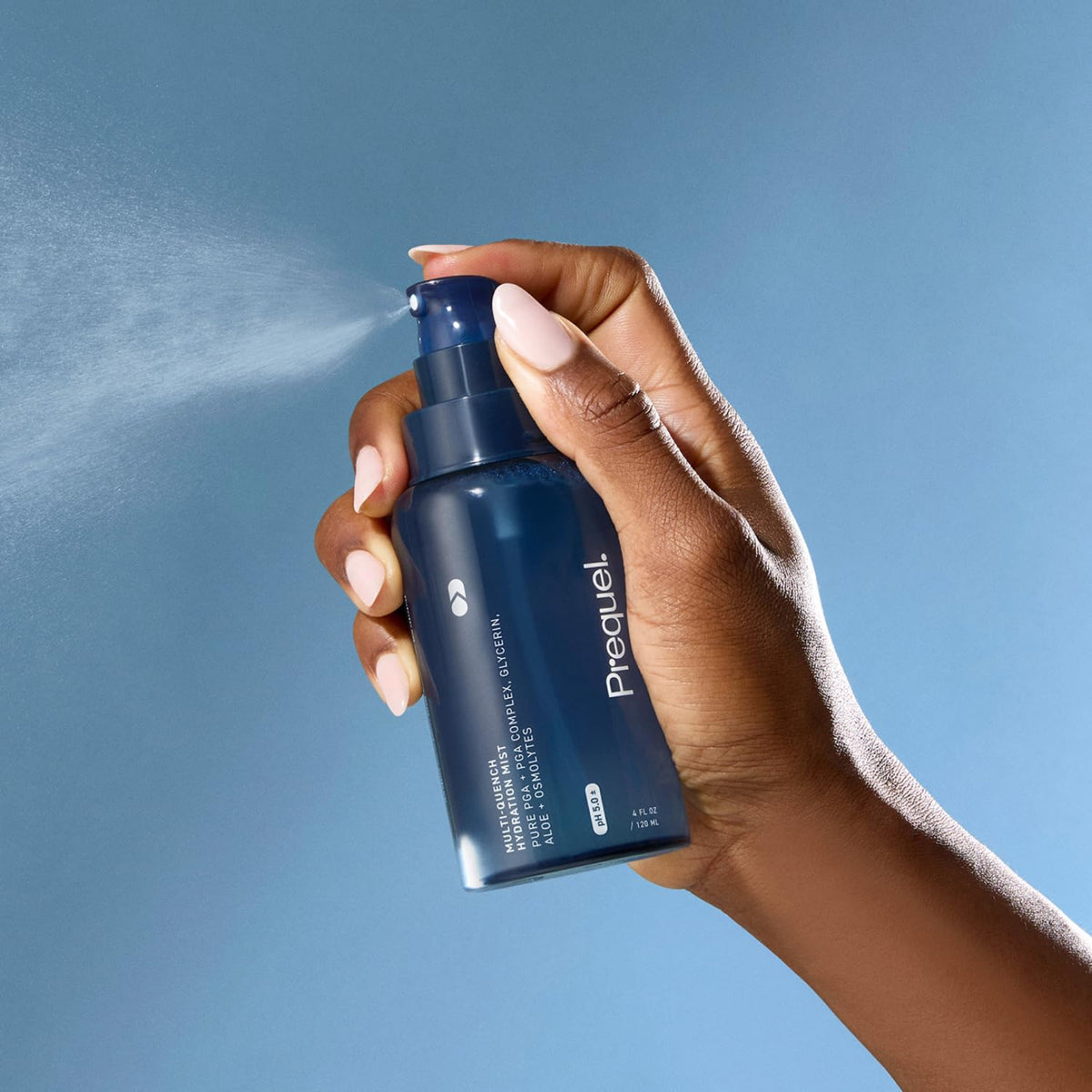 Prequel being applied to face in lifestyle scene, refreshes complexion