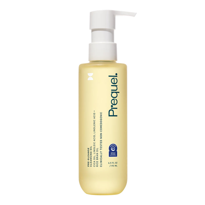Prequel bottle front pump showing clean label and easy dispensing benefit
