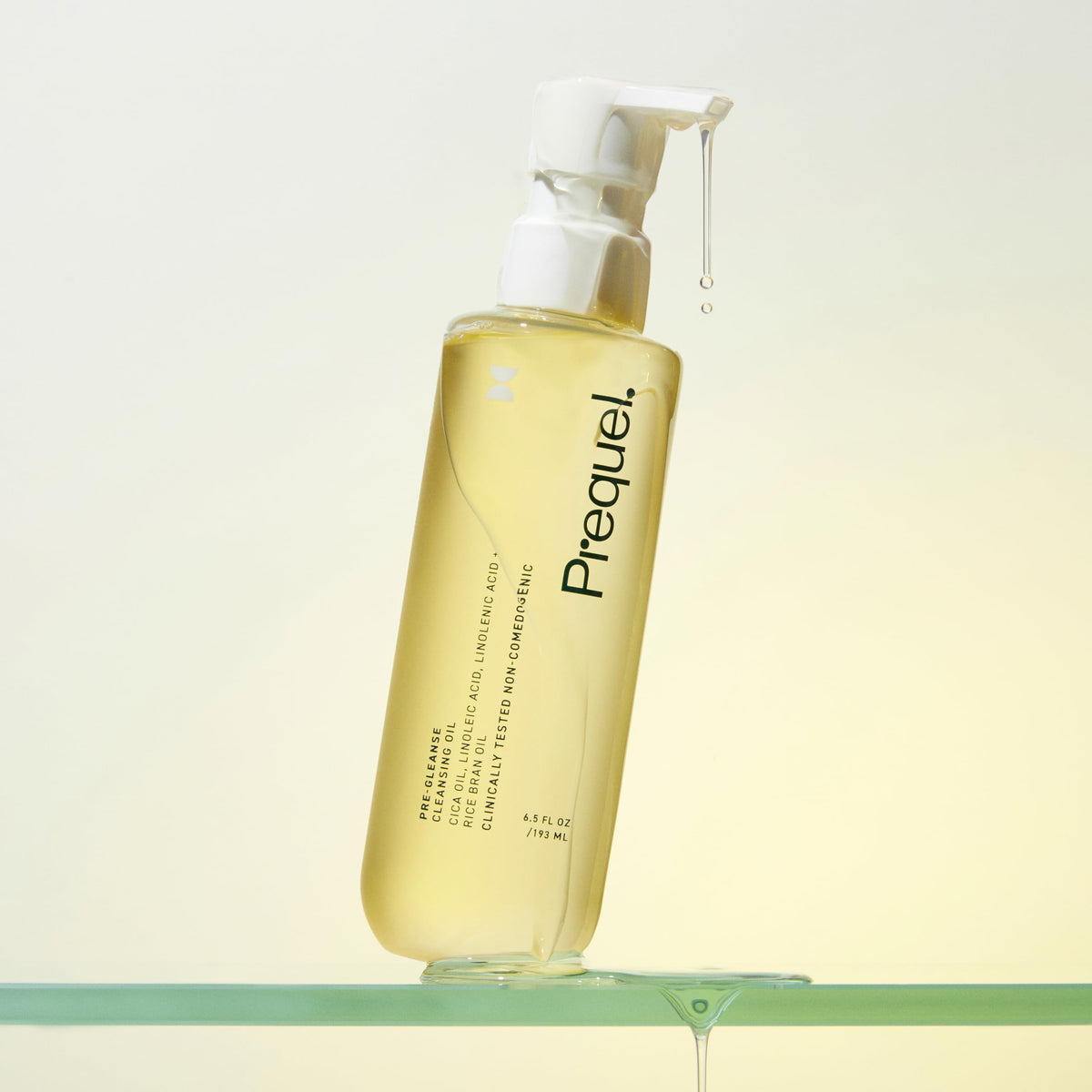 Prequel ingredients display rice bran and cica oils highlighting soothing nourishment