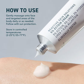 Prequel smoothing cream on knee demonstrating barrier support for body