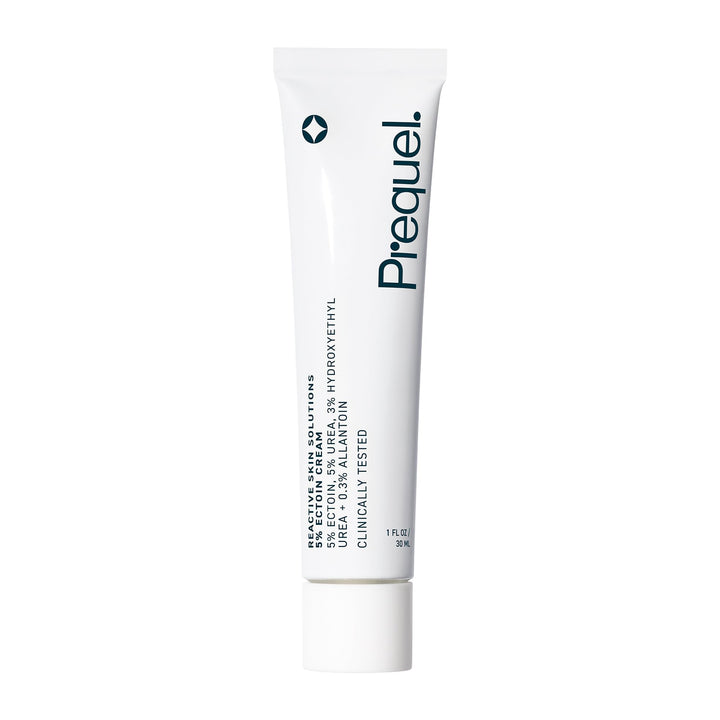 Prequel front packaging showing jar and calming moisturizer benefits
