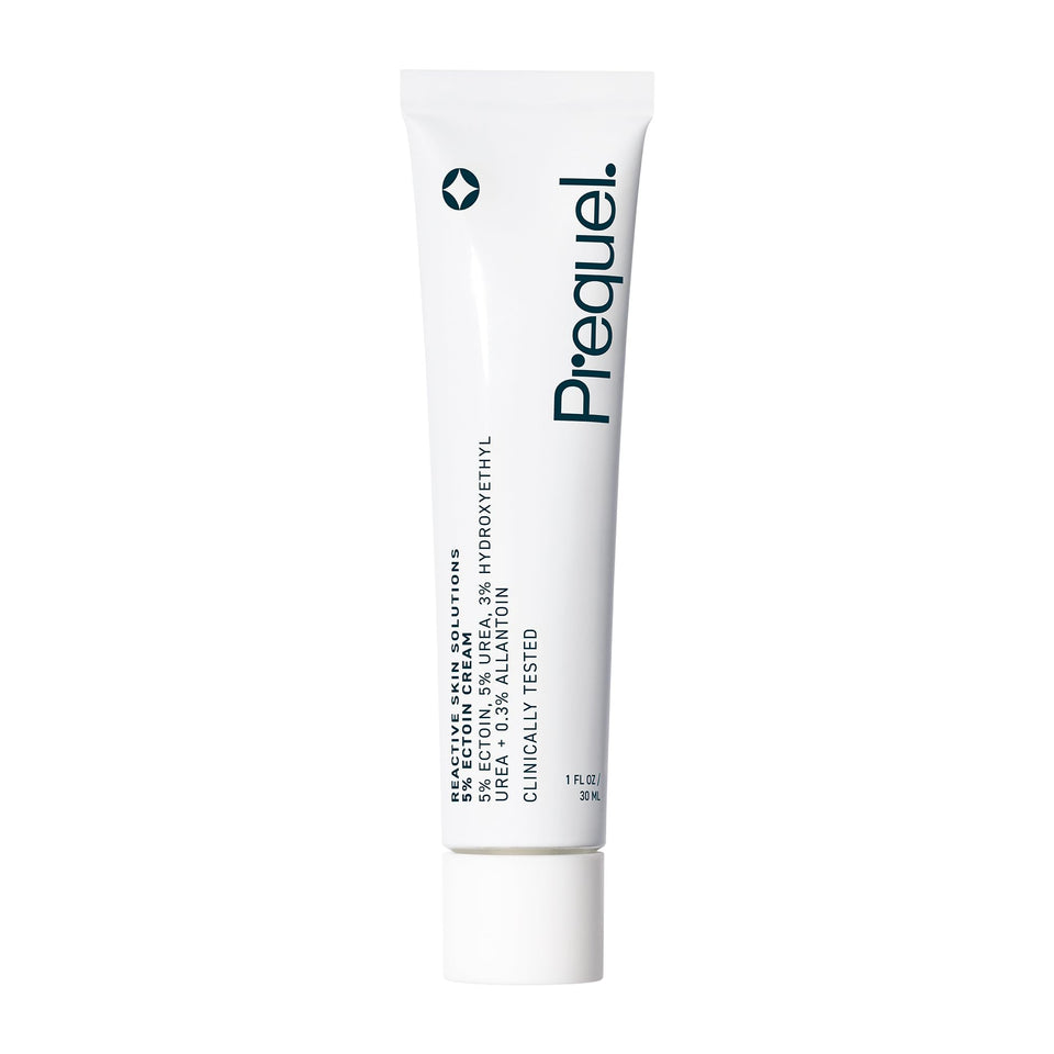 Prequel front packaging showing jar and calming moisturizer benefits