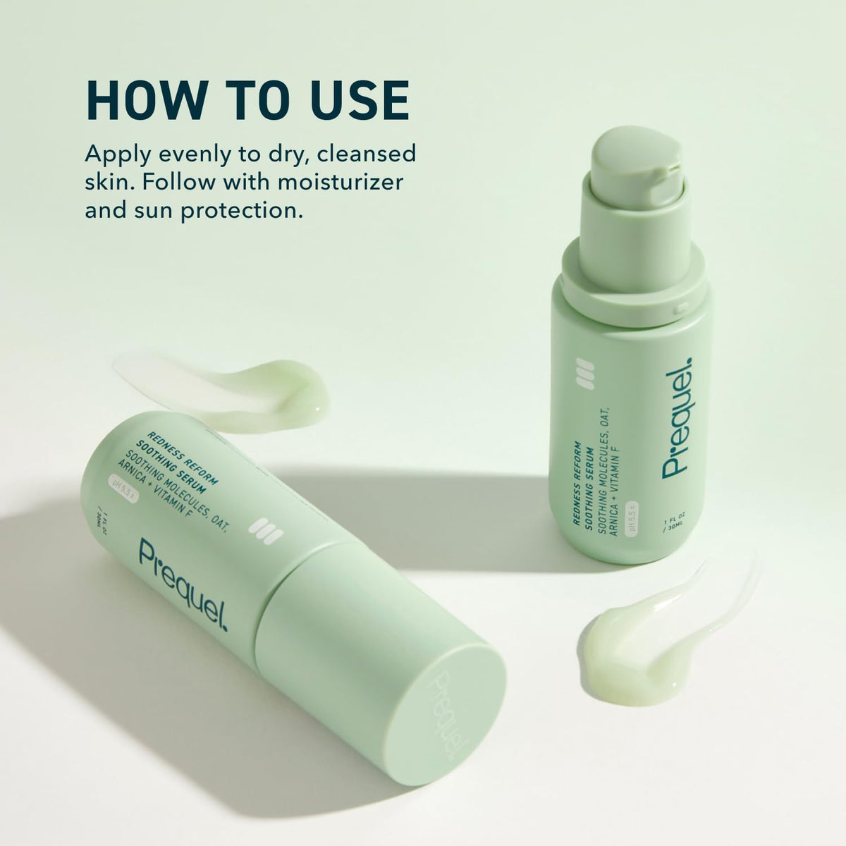 Prequel Redness Reform on bathroom shelf with moisturizer illustrating daily routine use