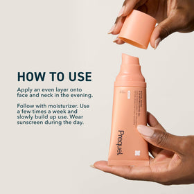 Prequel bottle held in hand showing scale and travel‑friendly size benefit