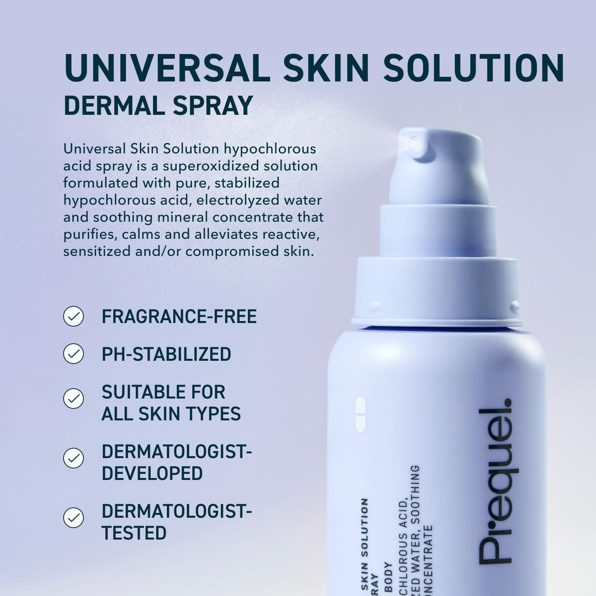 Prequel Skin fine mist closeup demonstrating even facial coverage
