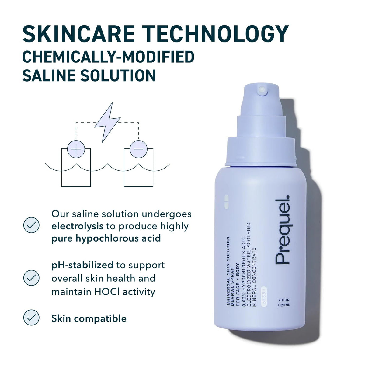 Prequel Skin texture mist on hand showing lightweight, fast-drying benefit