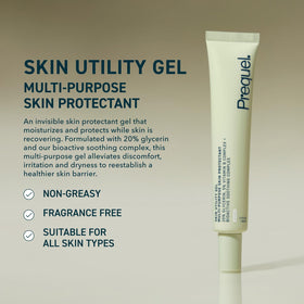 Prequel texture close-up revealing lightweight gel consistency and fast absorption benefit