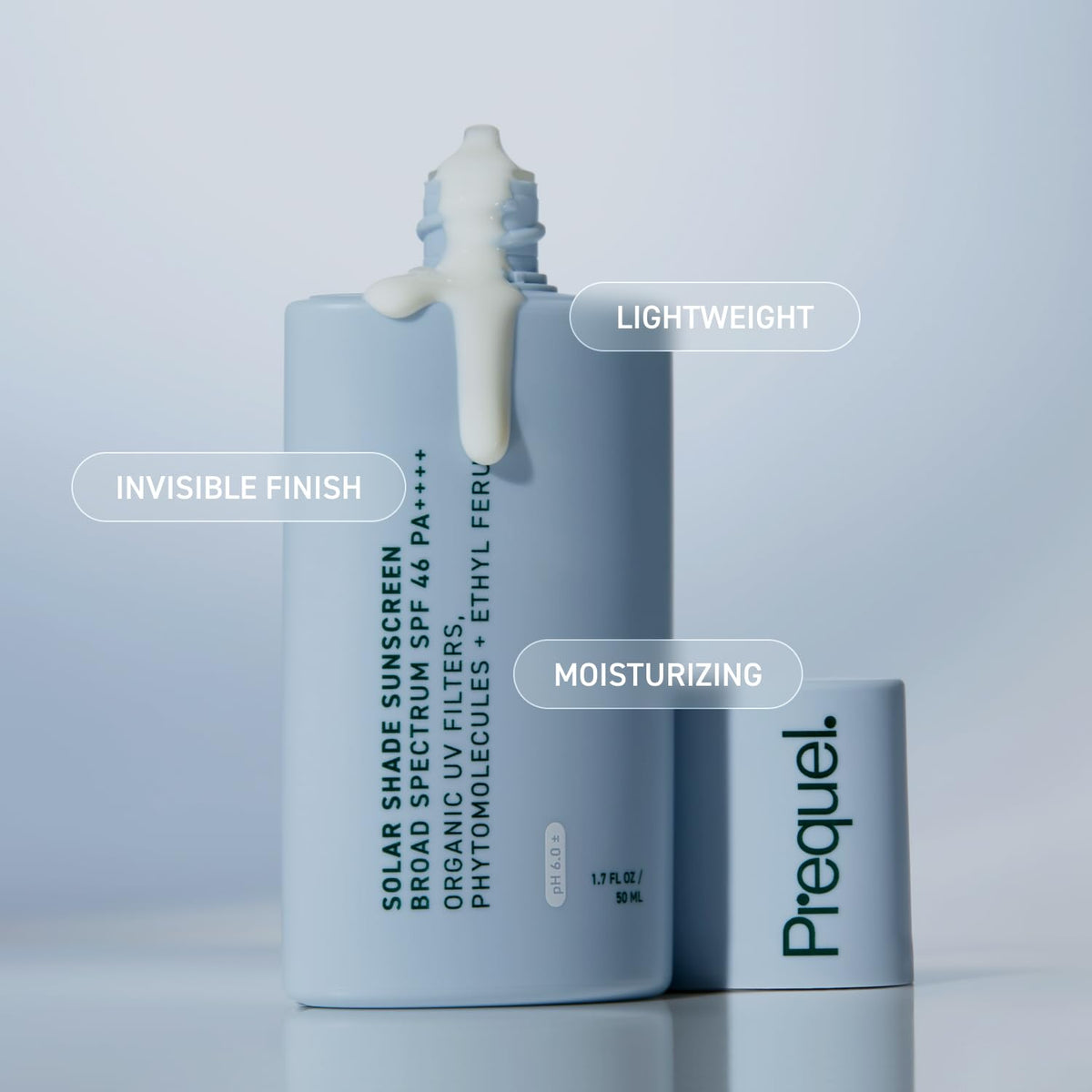 Prequel being applied to face demonstrating non-greasy finish
