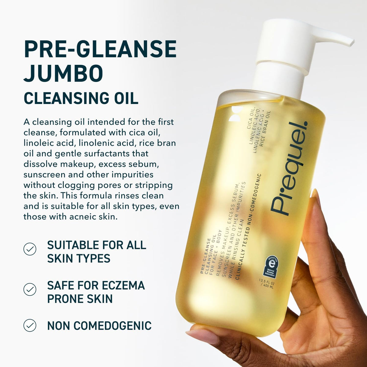 Prequel texture close-up of oil-to-milk emulsification for gentle cleansing