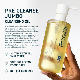 Prequel texture close-up of oil-to-milk emulsification for gentle cleansing