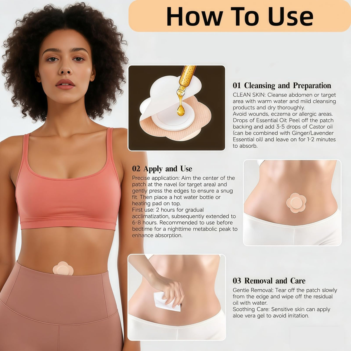 prgislew application demo on belly demonstrating easy peel-and-stick convenience benefit