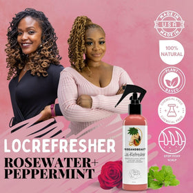 PRIDE AND BEAUTY close-up on loc showing rosewater moisturizing effect