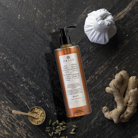 Prija bottle on recycled paper background highlighting eco packaging benefit