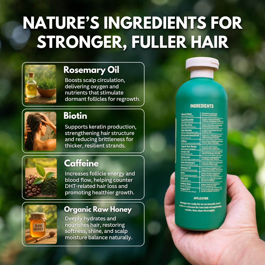 PRIMALS rosemary oil dropper emphasizing scalp stimulation benefits