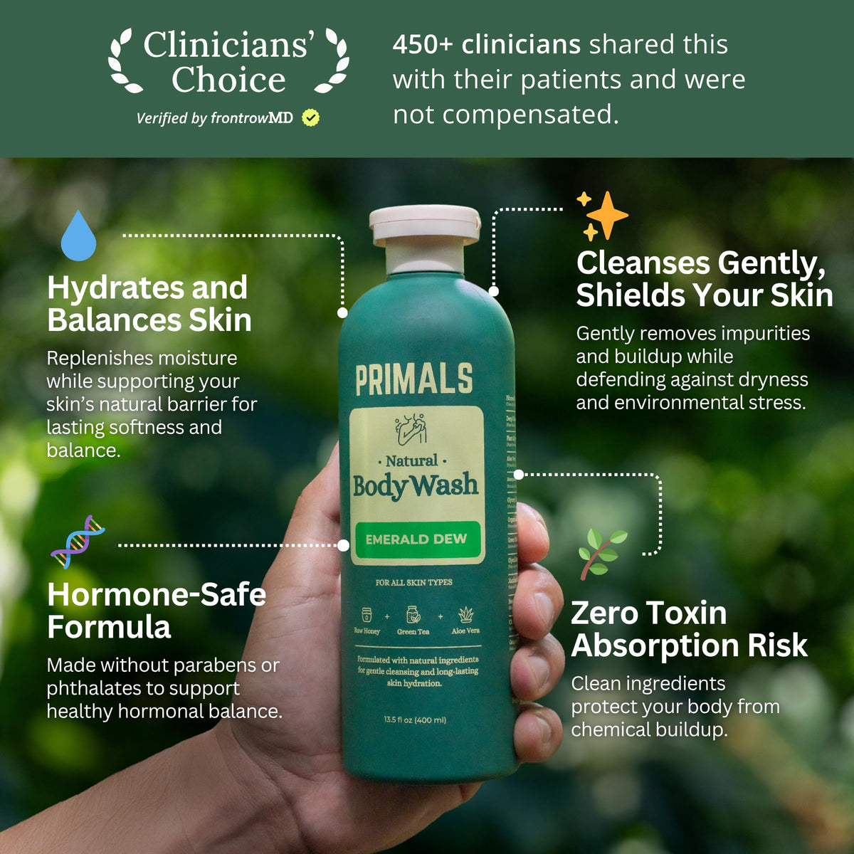 PRIMALS pump and label closeup highlighting ingredient callouts