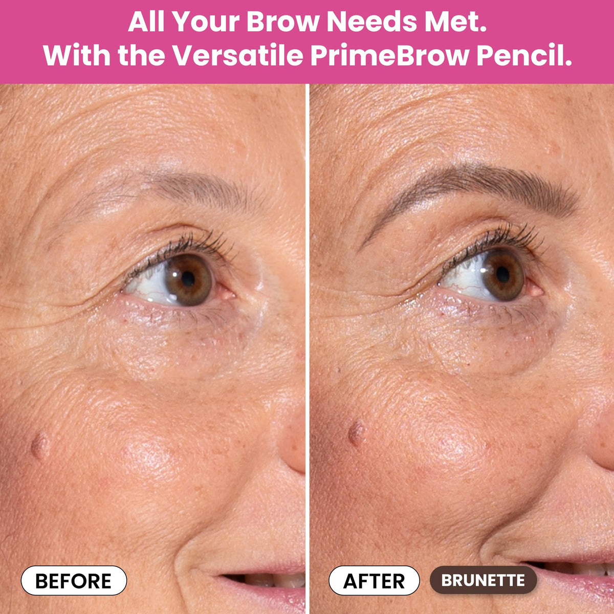Prime Prometics primebrow in use on a mature brow for natural definition