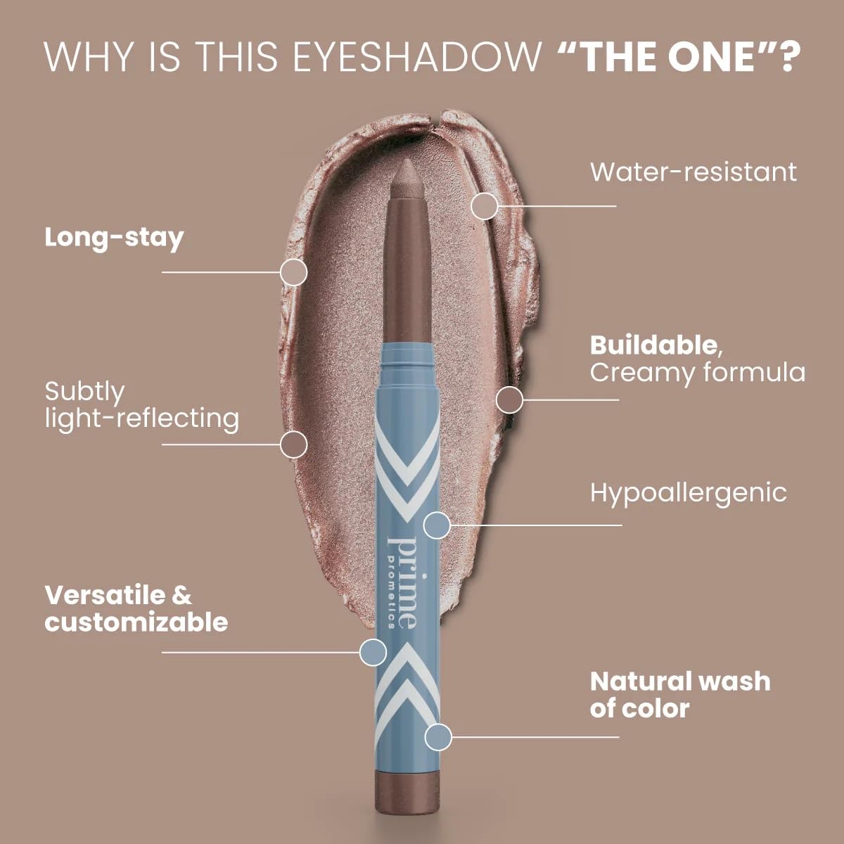 PRIME PROMETICS model applying stick to eyelid for quick brightening effect