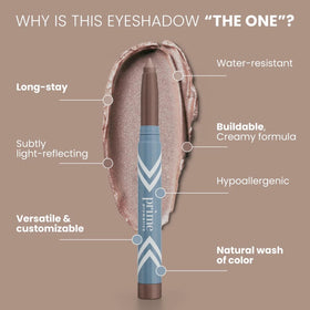 PRIME PROMETICS model applying stick to eyelid for quick brightening effect